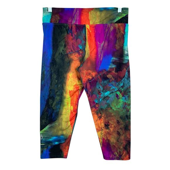 Dona Jo Capri Leggings Colorful Stretchy Women's 2 or L 12 14 - Picture 4 of 7